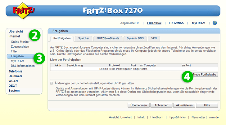 AVM FRITZ!Box 7270 Steps 2-4