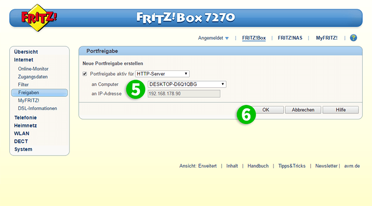 AVM FRITZ!Box 7270 Steps 5-6