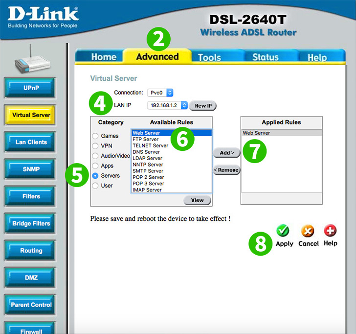 D-Link DSL-2640T Steps 2-8