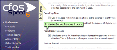 activate packet loss avoidance