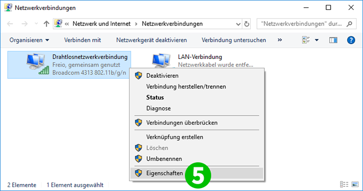 Internetverbindung freigeben, Schritt 5 Internetverbindung freigeben, Schritt 5