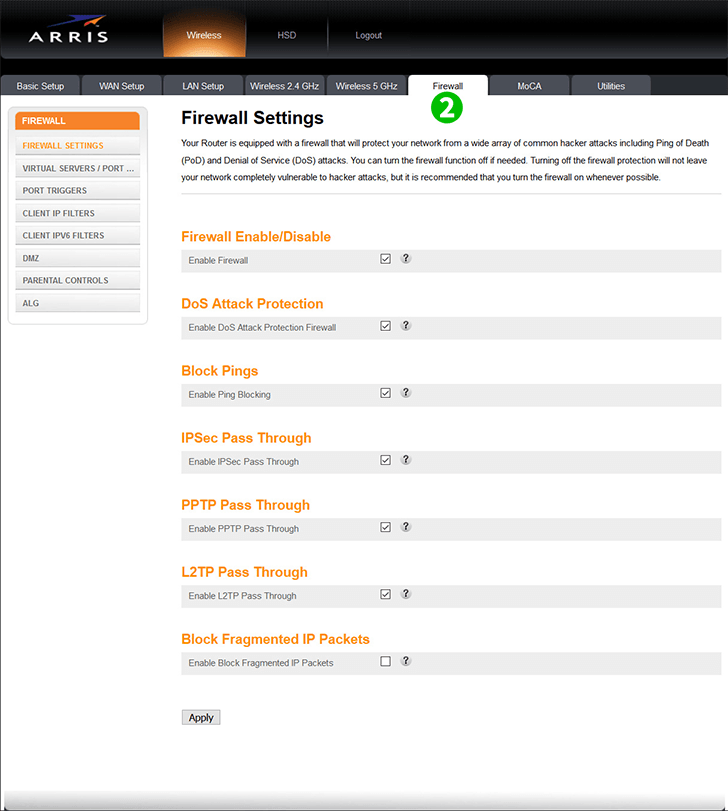 Image result for HOW TO ENABLE PORT FORWARDING FOR ARRIS ROUTER