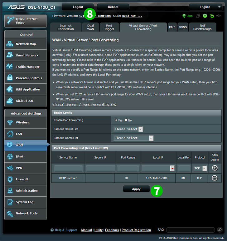 ASUS DSL-N12U_C1 Steps 7-8