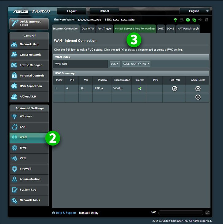 ASUS DSL-N55U Steps 2-3