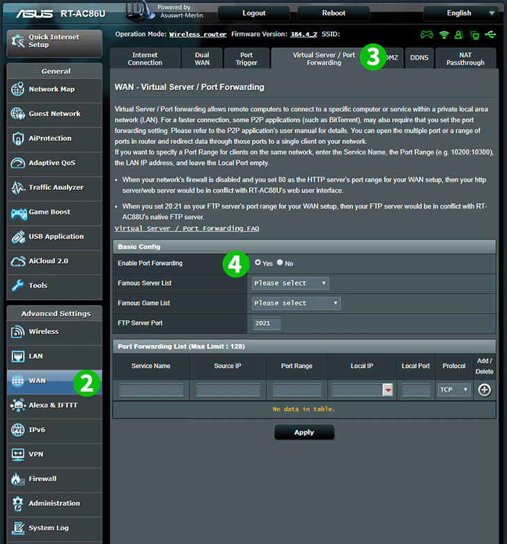 ASUS RT AC86U Steps 2-4