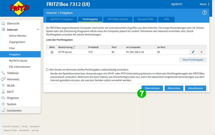 AVM FRITZ!Box 7312 Step 7