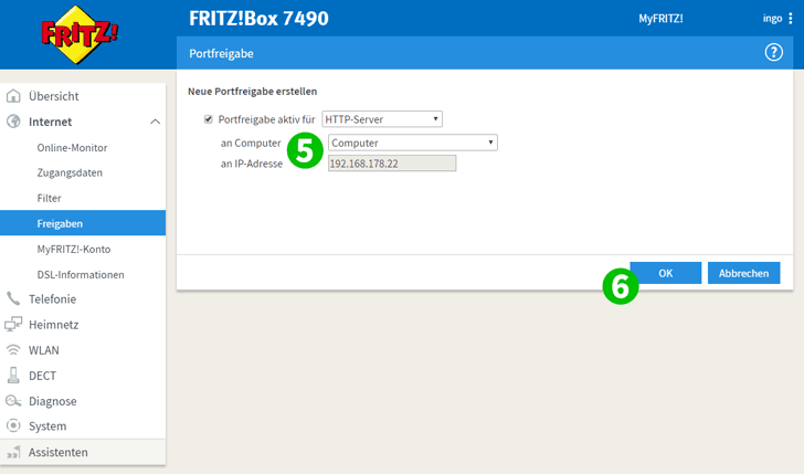 FRITZ!Box 7490 Schritte 5-6