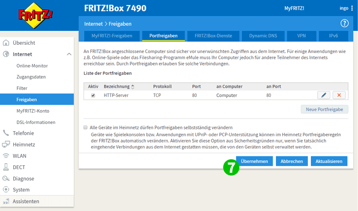 FRITZ!Box 7490 Schritt 7