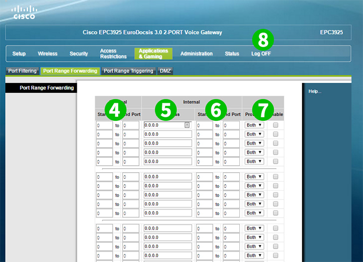 Cisco EPC3925 Steps 4-8