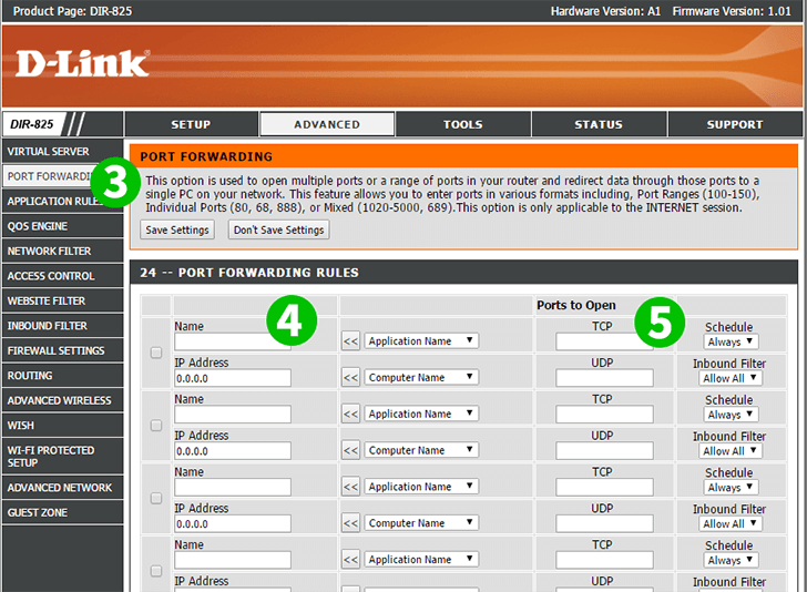 D-Link DIR-825 Steps 3-5