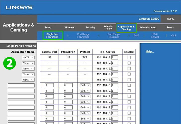 Linksys E2500 Step 2