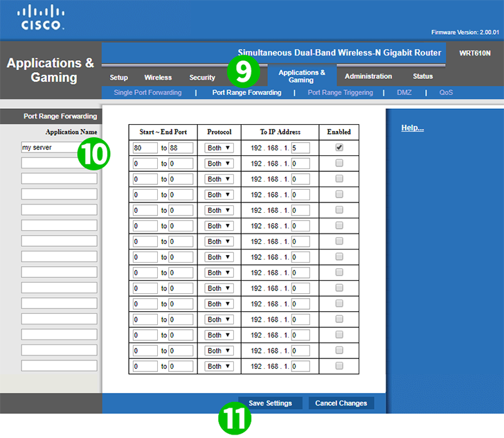 Linksys WRT600N Steps 9-11