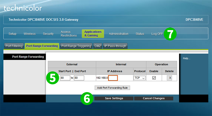 Enable port forwarding for the DPC3848VE - cFos Software