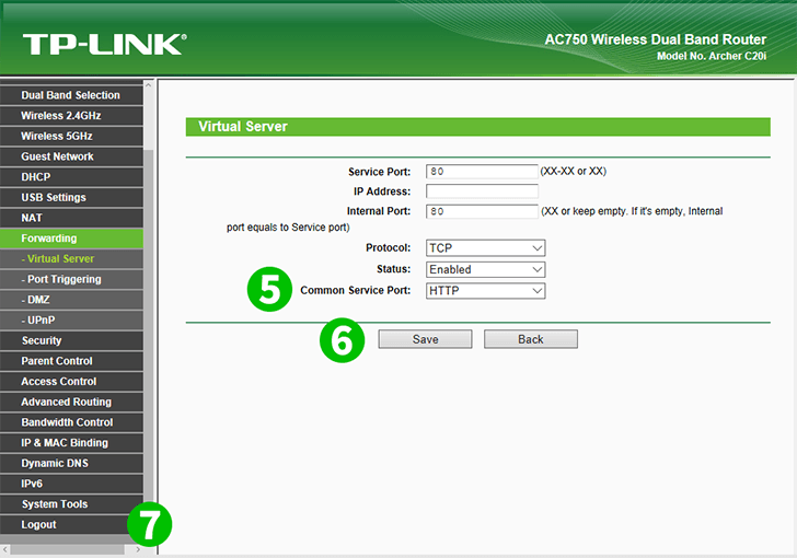 TP-LINK AC750 Archer C20i Steps 5-7