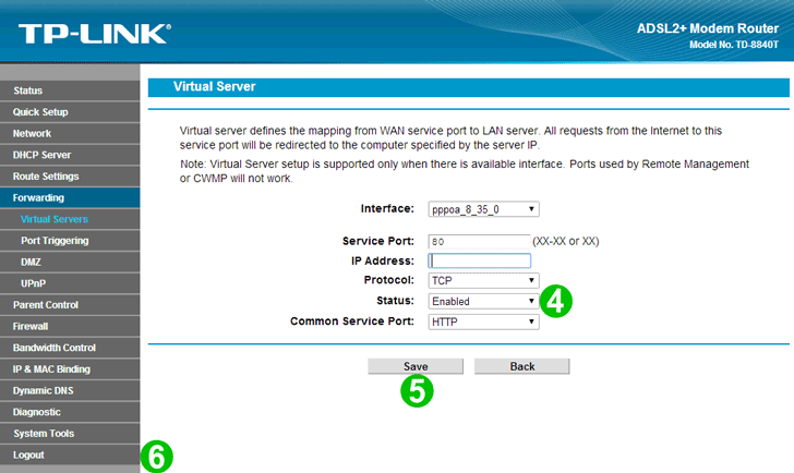 TP-LINK TD-8840Tv4 Steps 4-6