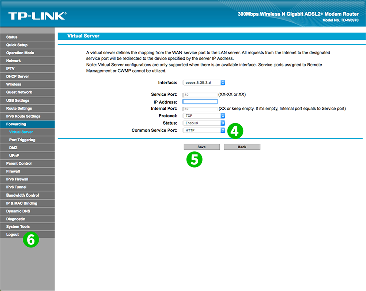 TP-Link TD-W8970 Steps 4-6