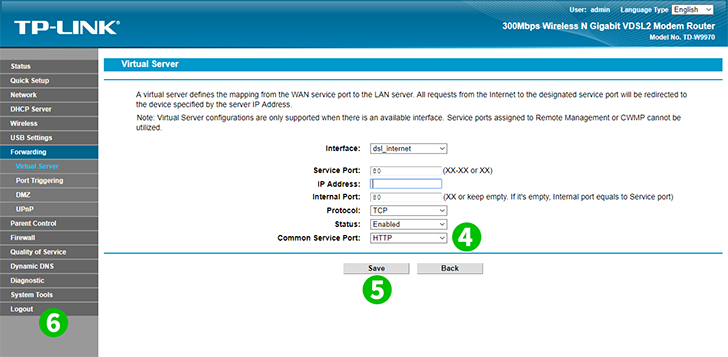 TP-Link TD-W9970 Steps 4-6