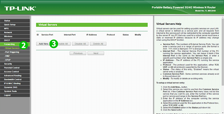 TP-LINK TL-MR3040 Steps 2-3