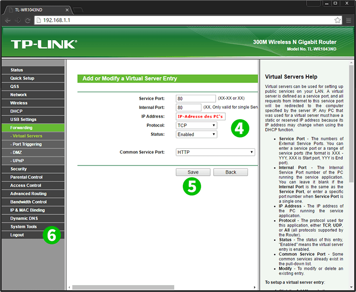 TP-Link TL-WR1043ND Steps 4-6