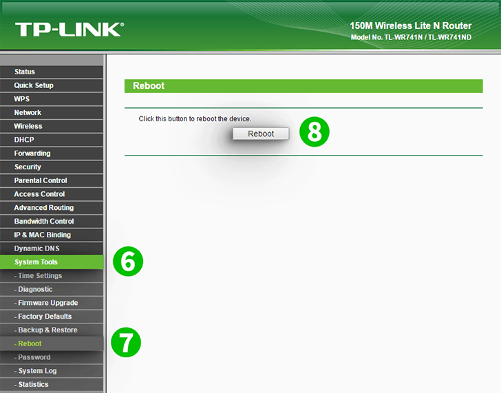 TP-Link TL-WR741ND Steps 6-8