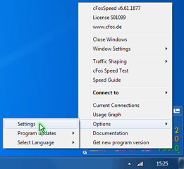 options -> settings