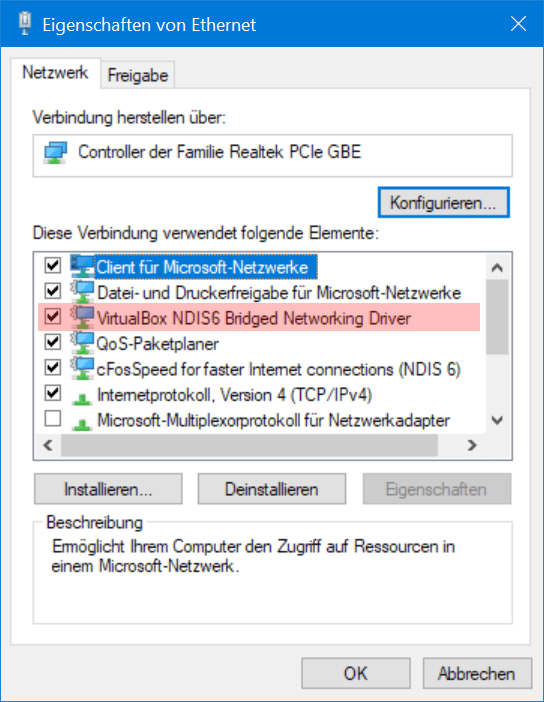 Screenshot der Asaptereinstellungen